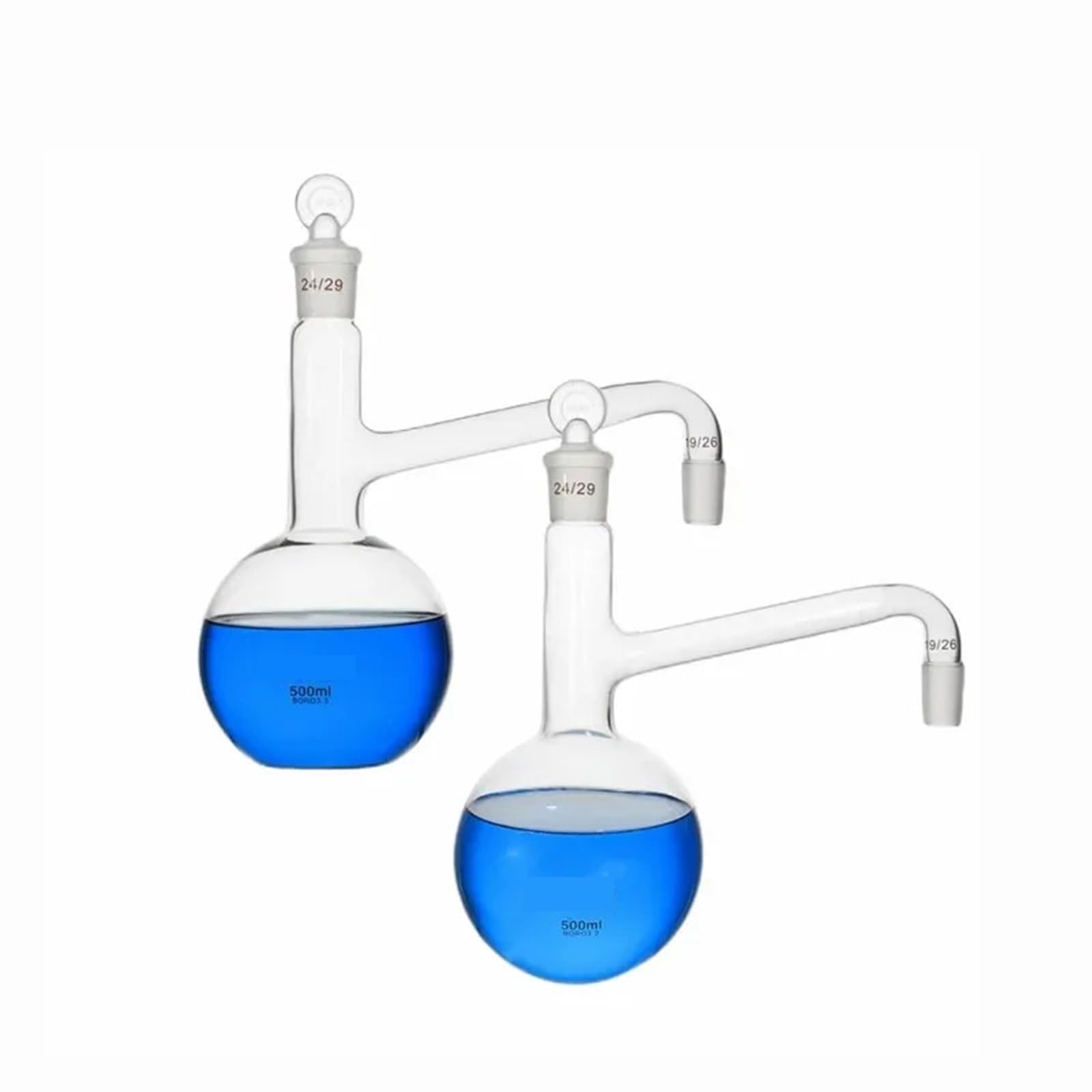 Matraz de destilación de 250 ml, matraz de vidrio, for agua destilada, cristalería de laboratorio(Round bottom 24x24)