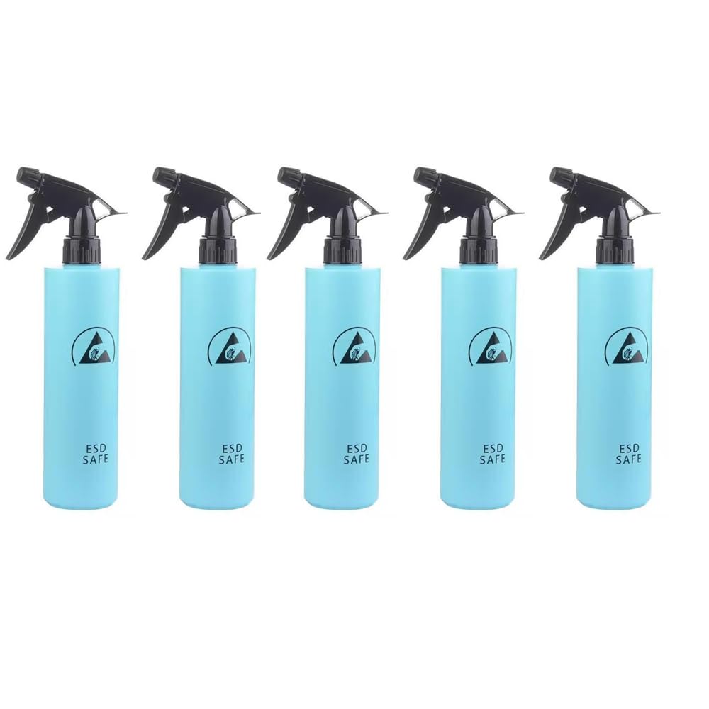 Antistatische Sprühflasche, 500 ml, ESD-sichere Flasche, antistatischer Spender, statisch ableitend, Durastatic, Blau, 5 Stück