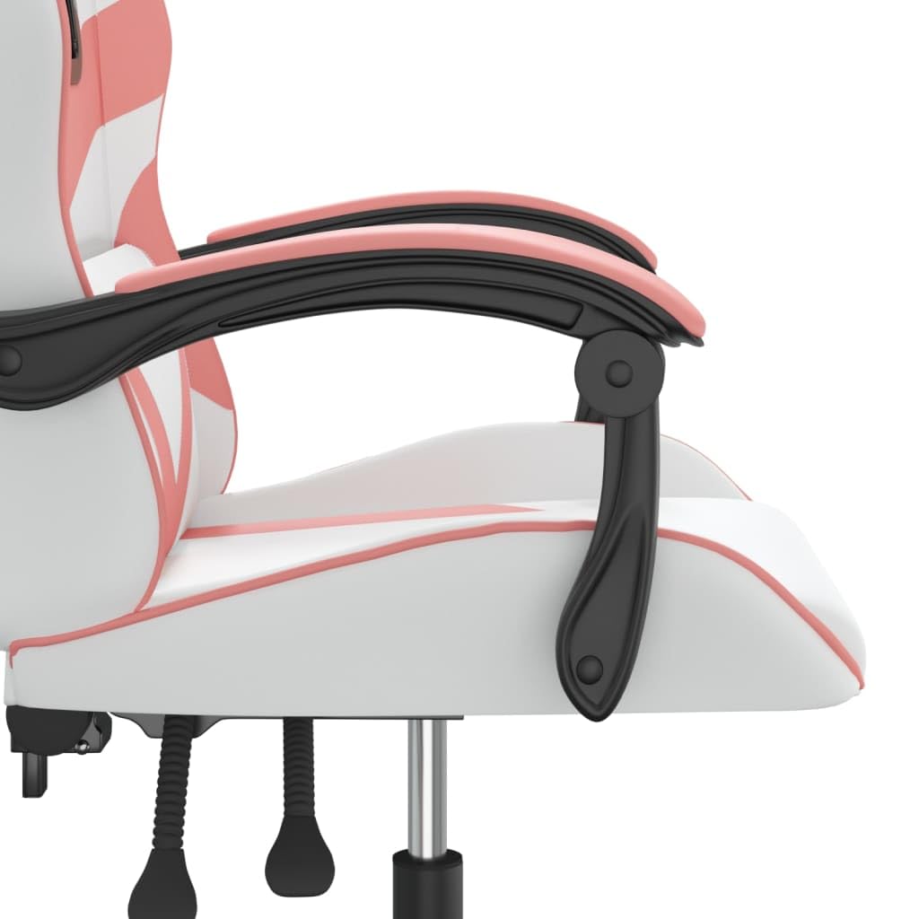 Tomostar Chaise Gaming, Chaise de Jeu Fauteuil Gamer Fauteuil de Bureau pivotante Blanc et Rose Similicuir