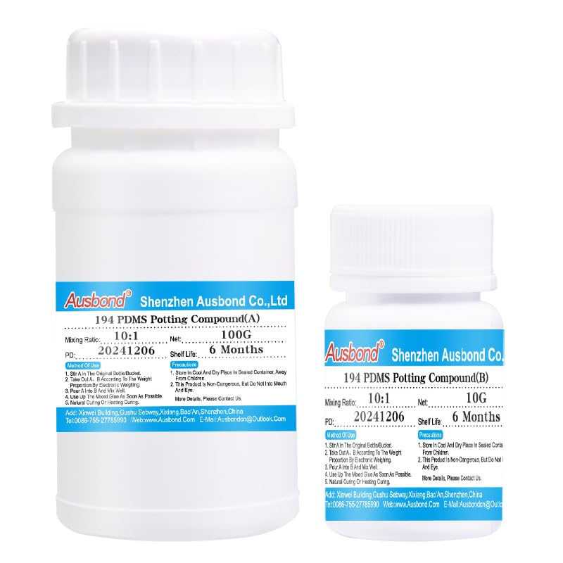 Clear Silicone PDMS Elastomer Encapsulant Kit, Polydimethylsiloxane Optical Potting Compound, Highly Transparent Liquid (110, Grams)