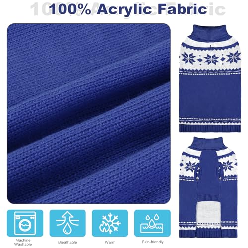 Image of Mihachi Dog Sweater - Winter Coat Apparel Clothes with Colorful Stripes for Cold Weather, Navy Blue SM