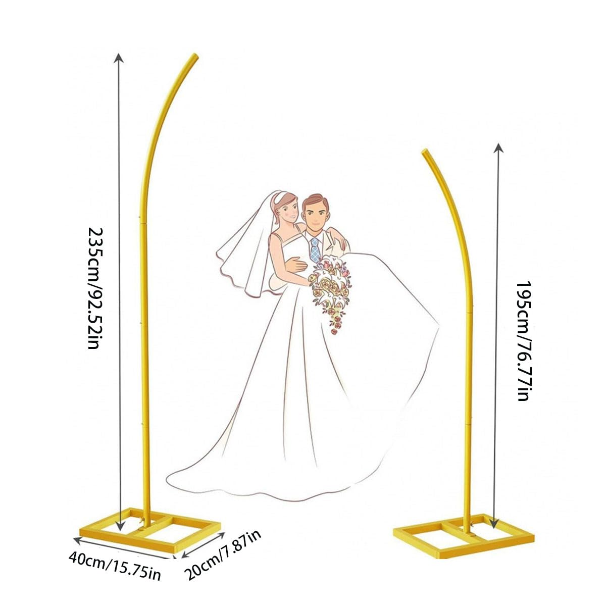 Support d'arche de mariage en métal doré incurvé pour toile de fond d'arches florales pour mariage, fête d'anniversaire, cérémonie, anniversaire de mariage, décoration de fond de fête prénatale