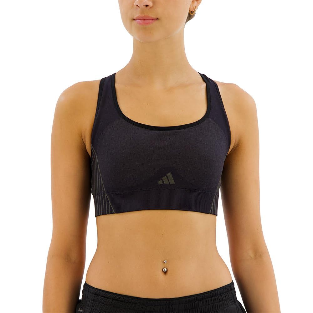 adidas Women's Brassière Aeroknit Maintien léger, Black/Grey Six, XS