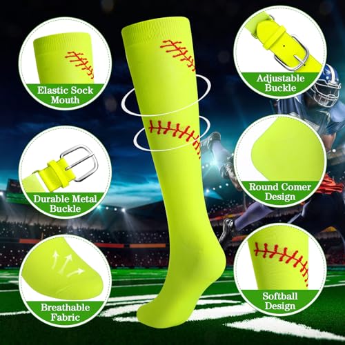 Suhine Softball or Baseball Sock and Belt Combo Set 3 Football Softball Socks with Belt for Youth & Adult Girls Boys2
