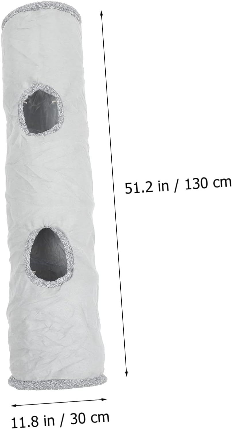 Foldable Suede Fabric Cat Tunnel Nest Large Cat Bed for Kittens and Small Pets Soft Cushioned Design in Grey