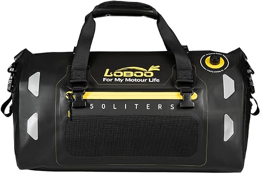 Motorcycle Travel Luggage Bag, Motorcycle Luggage Bag, Skiing, Hiking, Camping, Rowing, Cycling, Fishing, Outdoor Black, 50L