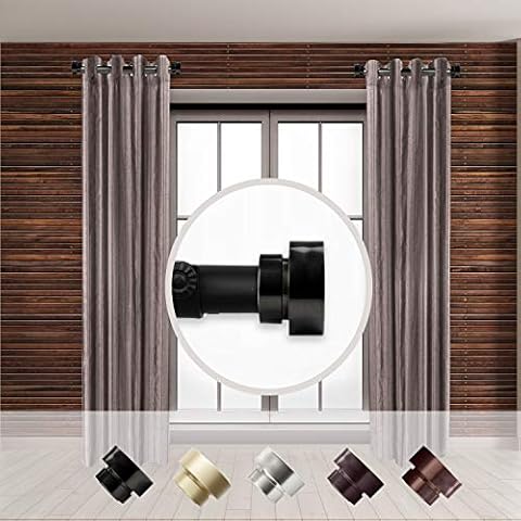 Rod Desyne SIDE100-2 1" Side Curtain Rod, 12-20 inch (Set of 2), Black Cover