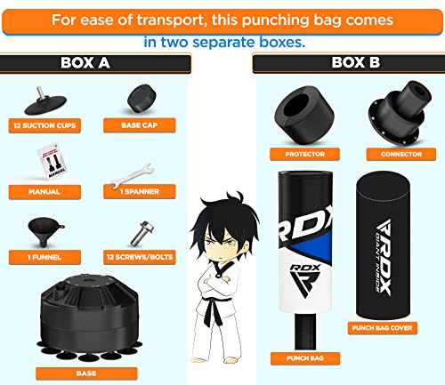 Rdx Kids Freestanding Punching Bag With Gloves & Cover - 4Ft Junior Pedestal Punch Bag With Stand For Kickboxing Boxing Mma Muay Thai Karate - Heavy Duty Free Standing Bag For Home Gym Fitness Workout #TOP7