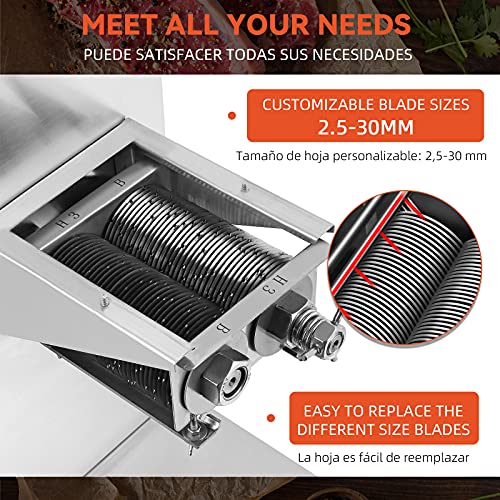 NEWTRY Commercial Meat Cutter Machine for Restaurant, 5mm Meat Cutting Machine, 1,100 lbs/H, Meat Slicer Strips Cubes Minces, QE