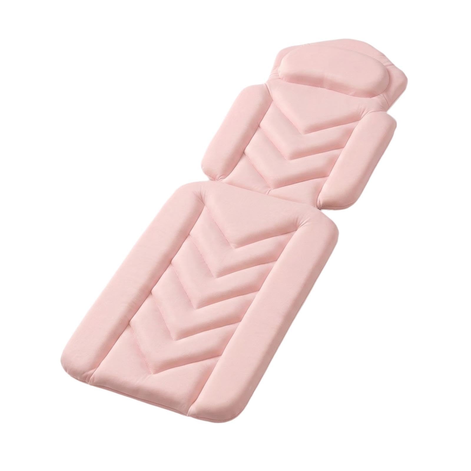 Tapis de Baignoire Antidérapant Adulte Coussin Intégré Respirante Polyester Ventouses Fixation Stable Lavable Confort Accessoires Baignoire, Rose