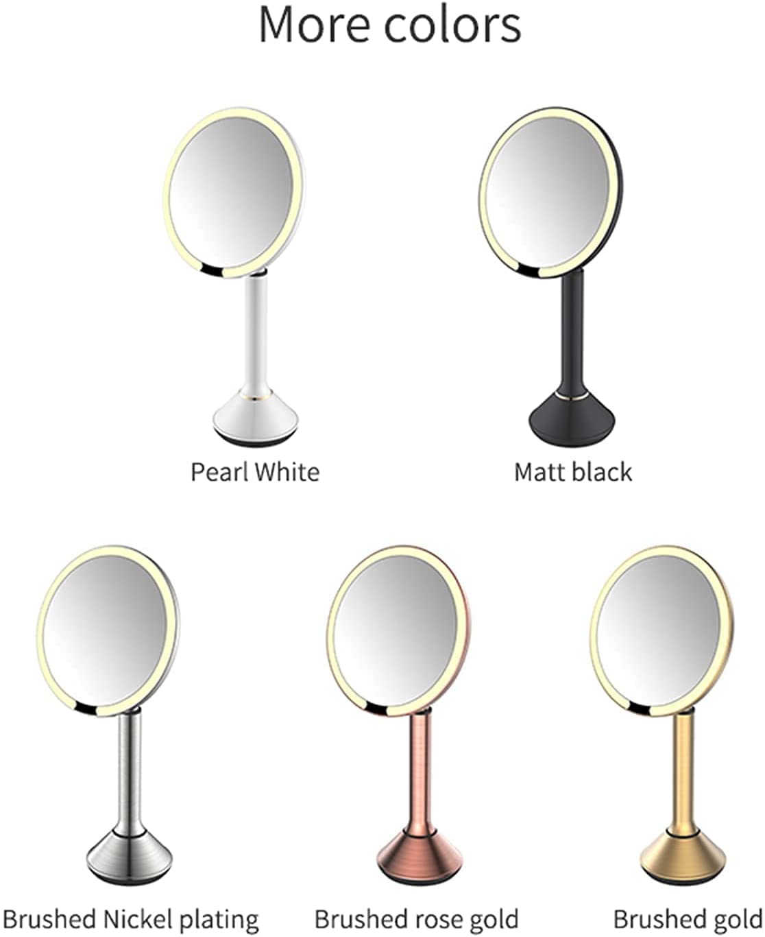 Espejo de Maquillaje de Mesa LED inductivo de Mano, Espejos de tocador de encimera de 8 Pulgadas con luz, Espejo cosmético Iluminado con rotación de Aumento 5X, CP (BR A) (BR A)