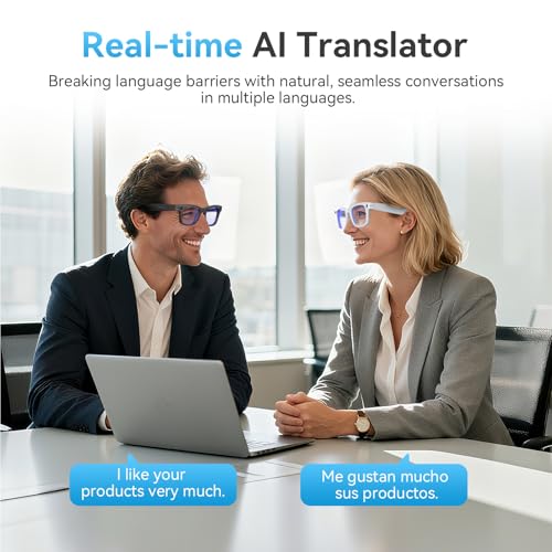 Image of AI Smart Glasses with Camera and Bluetooth,8MP 2K HD Camera Glasses,AI Voice Control,AI Photo Recognition and Translation,Smart Anti-Blue Light Glasses,IP67 Waterproof for Driving,Outdoor,+2 Lenses.