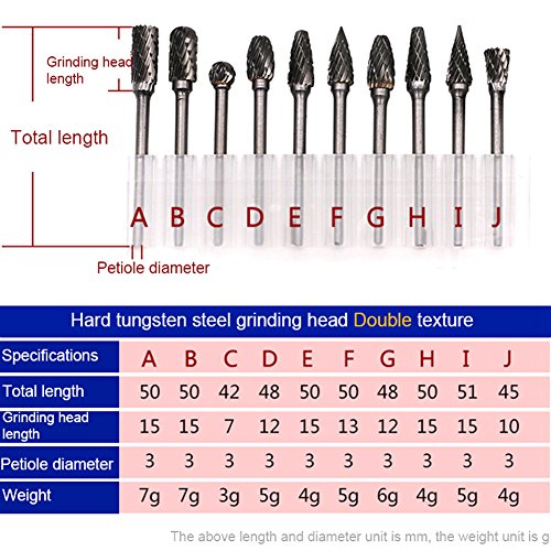 Set de 10 fresas rotativas de carburo de tungsteno miniatura 3