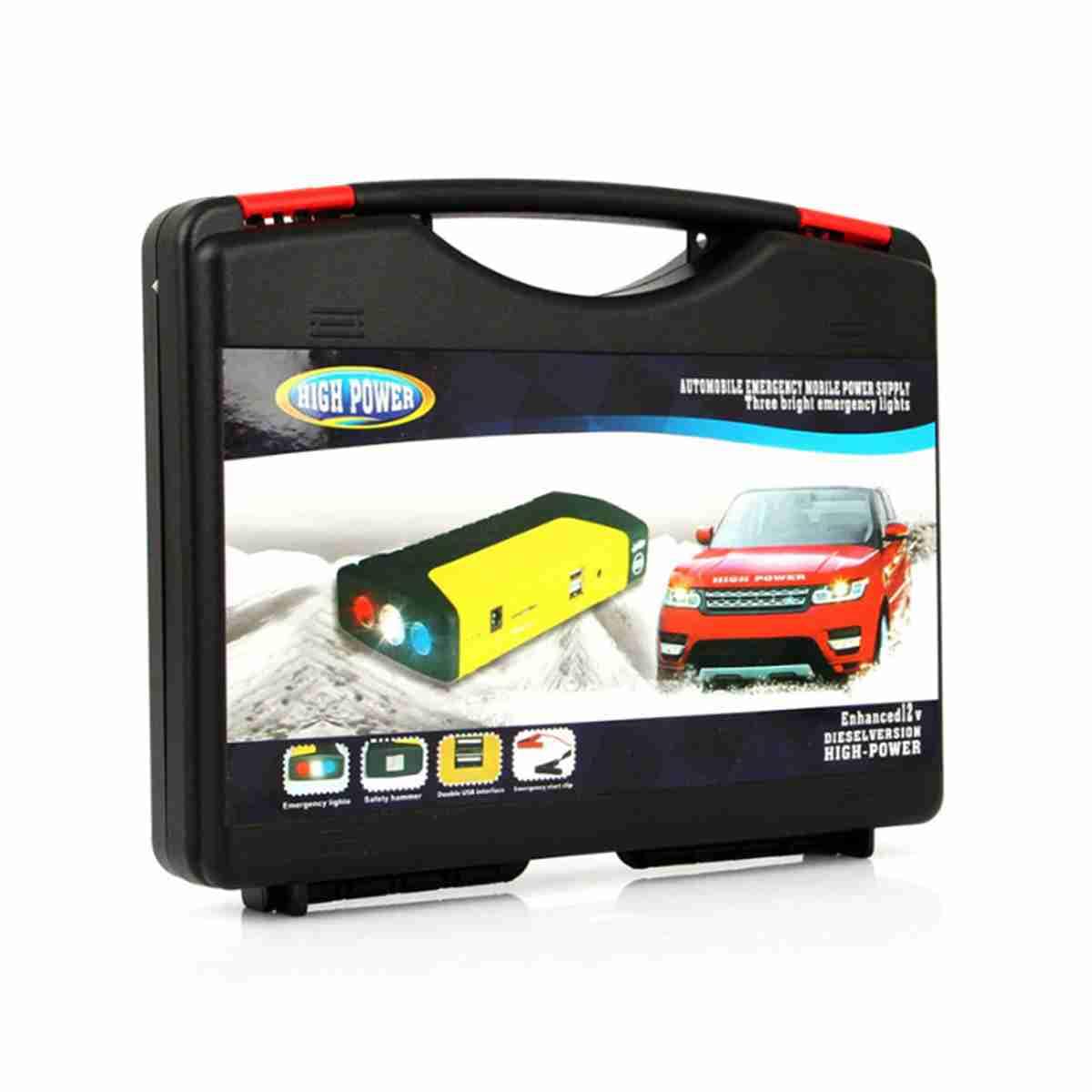 Automobile Emergency Power Supply with 3 Bright Emergency Lights/Portable Car Jump Starter, USB Charger, LED Flashlight, and Battery Booster – Essential Roadside Assistance Tool