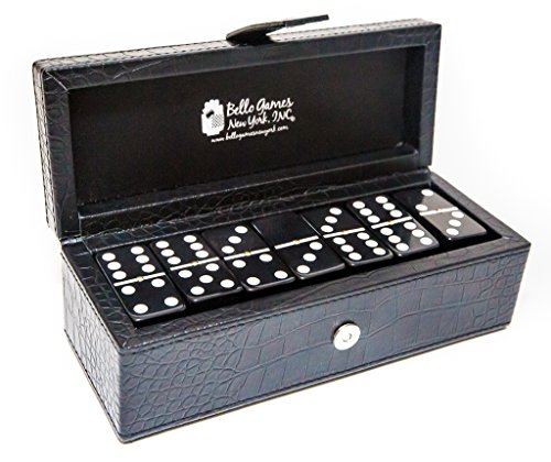 Flushing Meadows Double Six Black Professional Jumbo Size Tournament Dominoes Set with Spinners