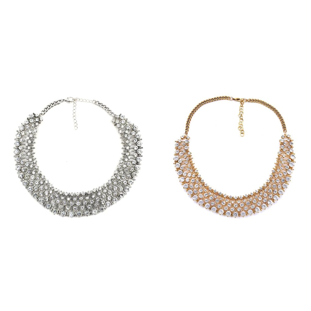 Damen-Halsband, Hochzeit, Kristall, dekoratives Halsband, Strass, Bankett, Halskette, modischer Halsschmuck, elegante Dekoration, goldfarben, 5er-Set