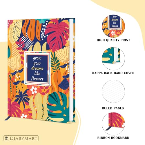 Image of Hard Bound Notebook for Girls & Women | A5 Ruled Journal | 192 Pages | 80 GSM Premium Paper | Designer Laminated Cover | Ribbon Bookmark | Notebook for School, College, Office, Journaling & Note Taking (DM4019)