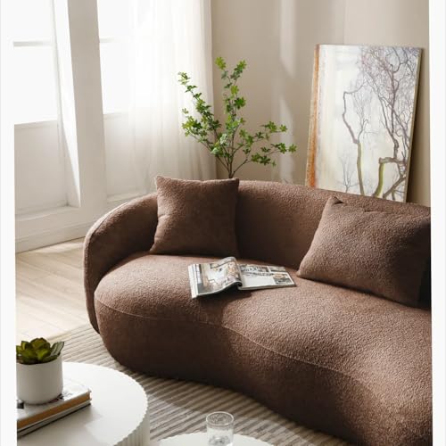 Image of LEGACY OF COMFORT Yazgur 85'' Mid-Century Modern Curved Living Room Sofa, 3-Seat Fabric Couch for Living Room, Office, Apartment (Brown)