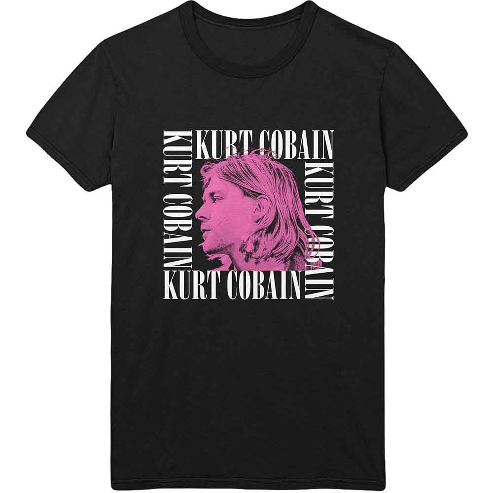 Kurt Cobain Men's Black T Shirt Head Shot Portrait Frame Logo Official L