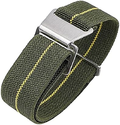 JBR French Troops Parachute Style Watch Band - Elastic Fabric Nylon Waterproof Military Replacement Watch Strap - Choice of Colors - 18mm 20mm 22mm (20mm, Green-Yellow)