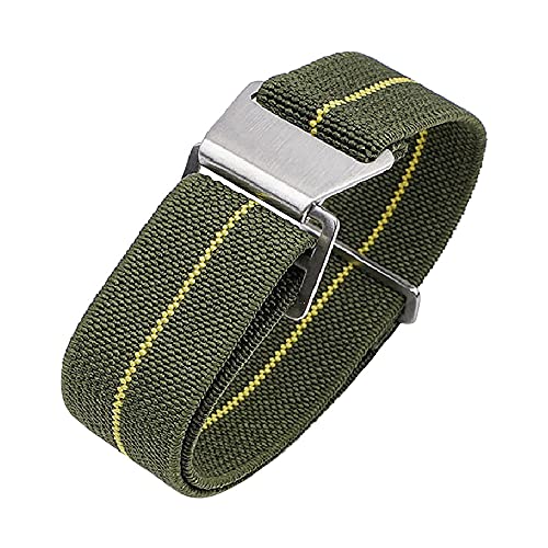 Jbr French Troops Parachute Style Watch Band - Elastic Fabric Nylon Waterproof Military Replacement Watch Strap - Choice Of Colors - 18Mm 20Mm 22Mm (20Mm, Green-Yellow) #TOP23