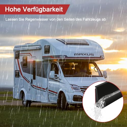 RV Regenrinne Kunststoff 2.5M Regenrinnen Wohnmobil Selbstklebend J Shape Gummirinne Auto Silikonrinne Dach-Regenumleitungsstreifen für Fahrzeug Autos LKWs Wohnmobile Bootstüren﻿ Van, Schwarz