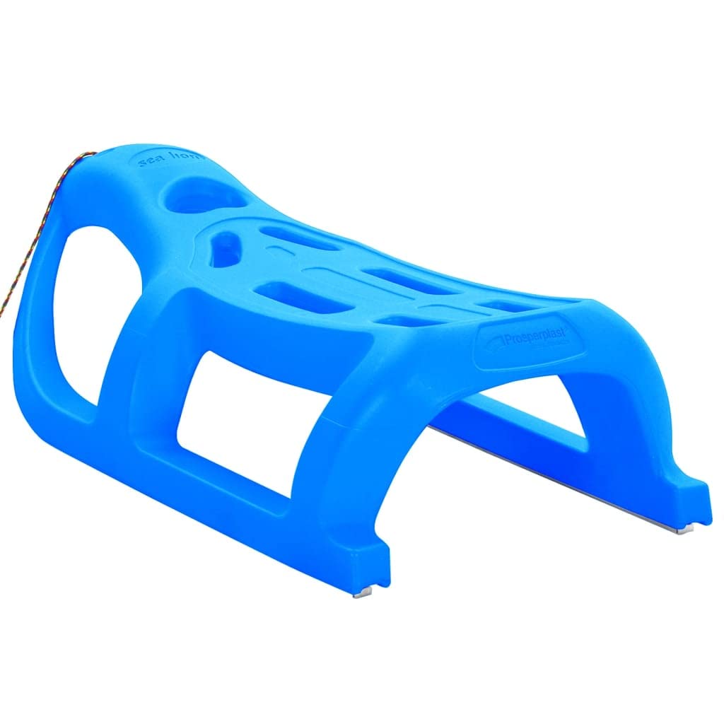 Schlitten Blau 80x39,5x25,5 cm Polypropylen mit Stahlkufen Zugseil für Kinder Outdoor Winter Schnee Rodelspaß auf Piste und Berg