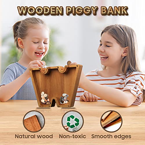 Piggy-Bank For Kids Boys Girls Large Piggy Banks 26 English Alphabet Letter,Personalized Wooden,Transparent Money Saving Box Custom Text Name Diy Creative Gift For Real-Money (L+W) #TOP5