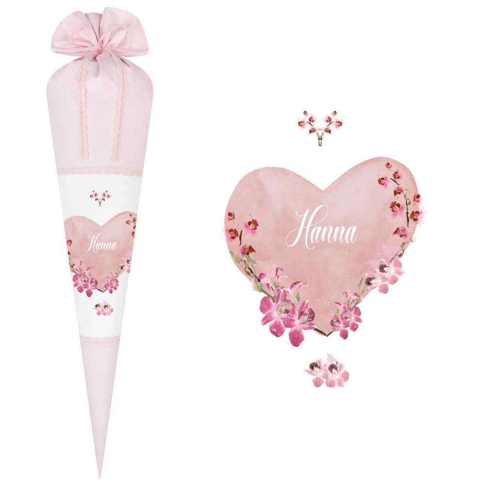 Herz Schultüte mit Namen aus Stoff 70cm groß