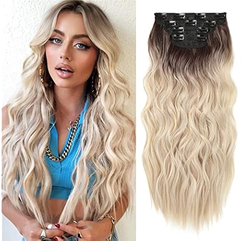 REECHO Ombre Clip-in Beach Wavy Hair Extensions Cover