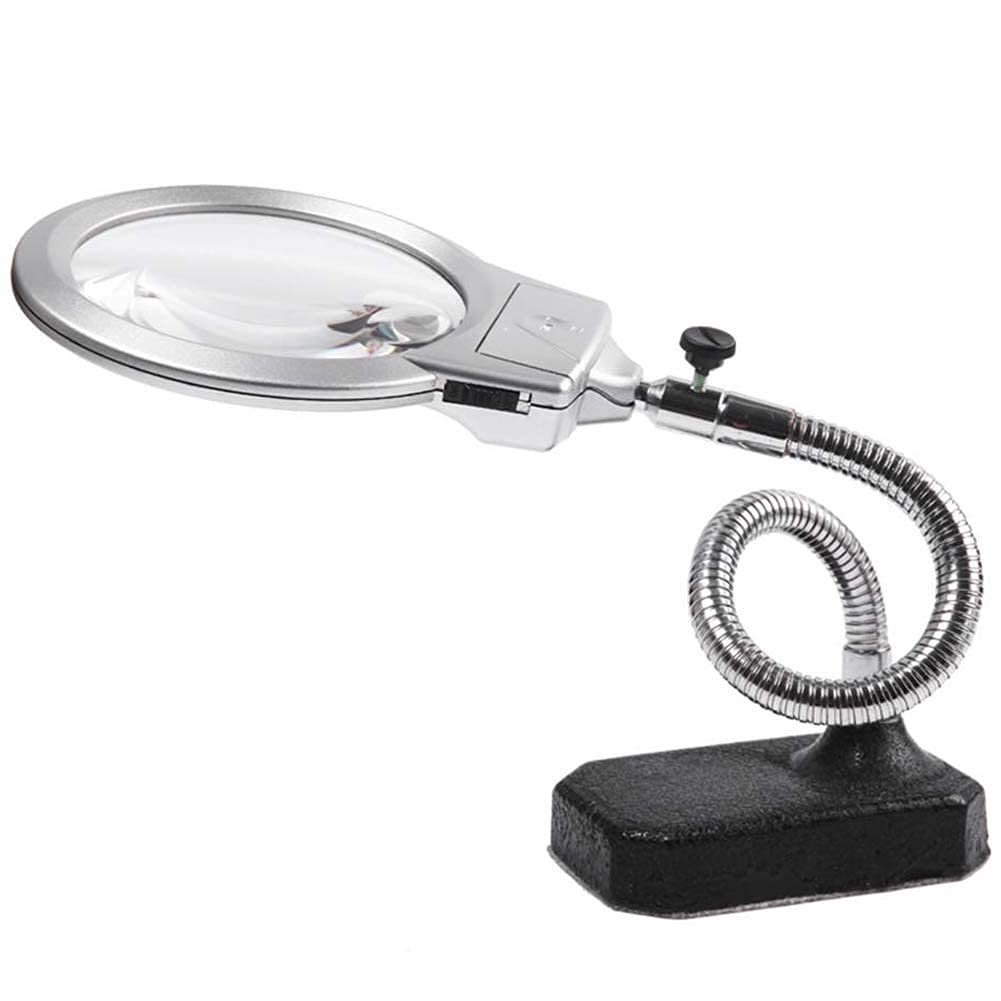 Lampa z lupą biurkową z oświetleniem LED Lampa powiększająca LED Składana lupa Lampa biurkowa Powiększenie 2,25x 5X Regulowane ramię obrotowe na biurko
