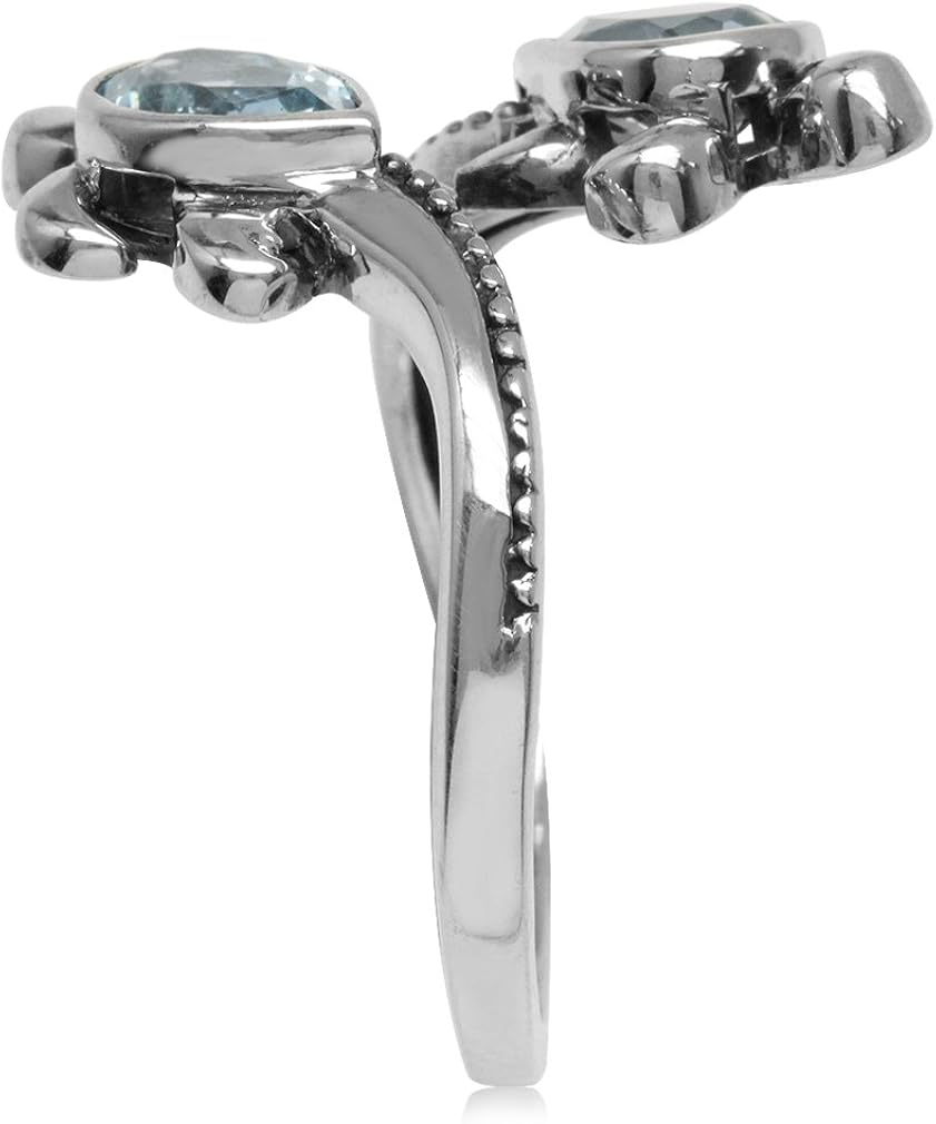Silvershake Gemstones 925 Sterling Silver Sea Turtles Bypass Adjustable Ring Jewelry for Women