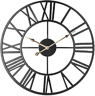 Silent Skeleton Wall Clock, Taodyans 40cm Roman Numerals Kitchen Clock, Non-Ticking Battery Operated Metal Vintage Clock for Living Room Cafe Hotel Office Bedroom Home Decor