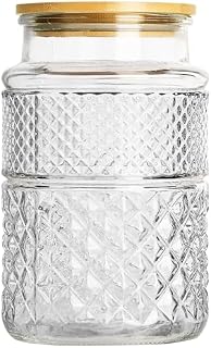 BELLE VOUS Glass Food Storage Jar with Airtight Bamboo Lid - Large 1100ml/38oz Container - Kitchen Canister Jar for Candy, Cookies, Flour, Pasta, Rice, Coffe Beans, Tea, Snacks, Cereal, Nuts & More
