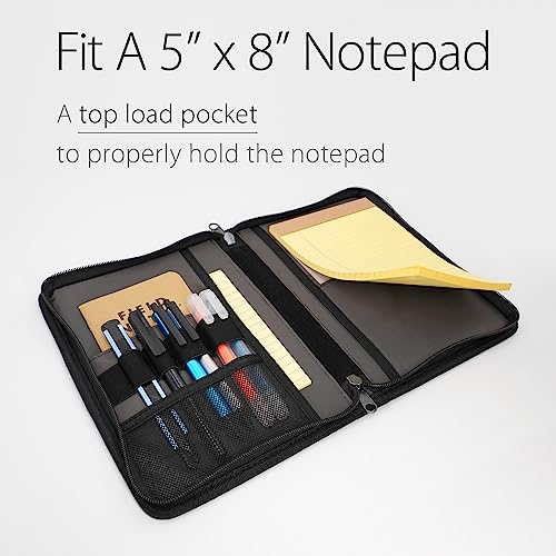 Diodrio A5 Zipper Journal Notebook Cover With Ykk Zipper For A5 Moleskine Notebook Cahier Leuchtturm Journals Planners Sketchbook, Water Resistant, Refillable, Interior Pockets, Black #TOP3