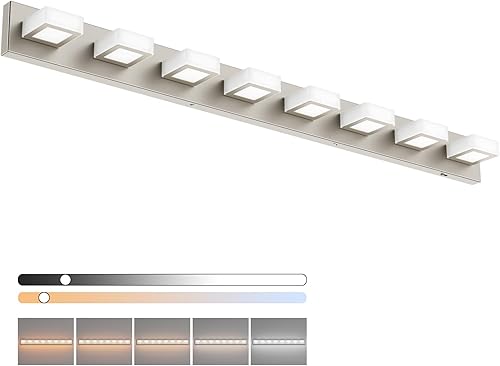 Miniatura 53 de Ralbay Lámpara de Tocador de 4 Luces de Níquel Cepillado para Baño Lámpara de Baño Moderna de LED en Metal y Acrílico cepillado níquel,Negro-5