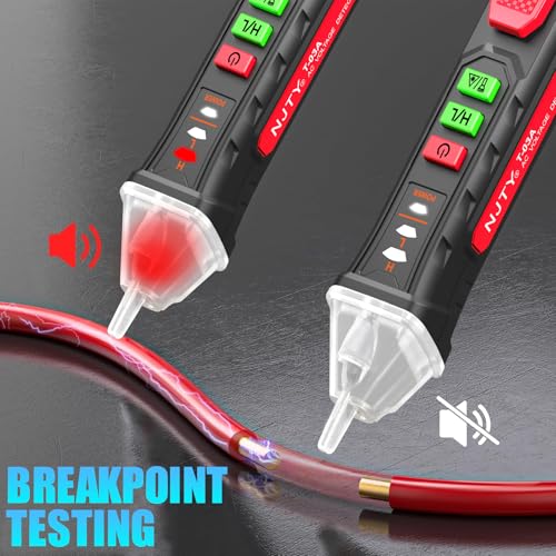 Image of NJTY Voltage Tester,Non Contact Voltage Tester,12V-1000V /48V-1000V Dual Range,Electrical Tester,Integrated LED Flashlight and red Indicator Light