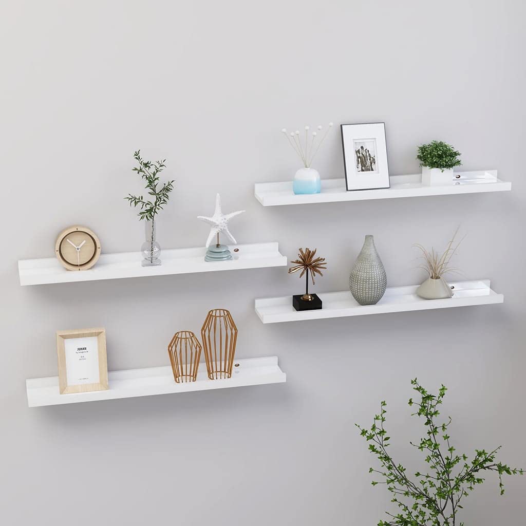 Woonisher Estantes de Pared 4 Unidades Blanco Brillo 60x9x3 cm