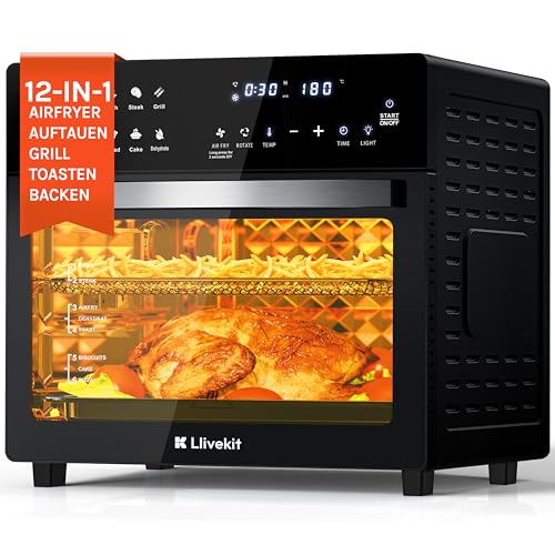 LLIVEKIT Air Fryer Mini Oven with Rotisserie 26L...