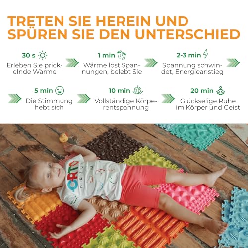 ORTO NATURE Massage Puzzle sensorische Bodenmatte - Orthopädische Spielmatte für Kinder oder als Baby Spielzeug, Puzzlematte Unterlage für den Boden (Junge Forscher)