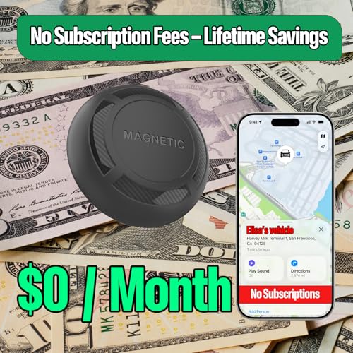 Image of Magnetic Hidden GPS Tracker for Vehicles - 365 Days Battery Life, No Subscription, Car Tracker Device Hidden (iOS Tracker)