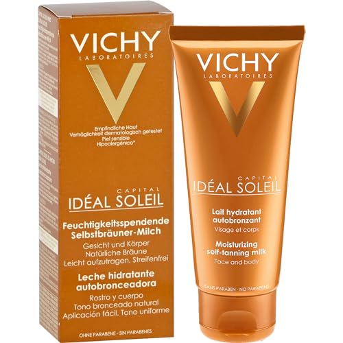 Vichy Ideal Soleil Selbstbräuner-Milch für Gesicht und Körper, Selbstbräuner mit Sheabutter, Für bis zu 8 Stunden Feuchtigkeit und eine einheitliche Bräune, 100 ml 2