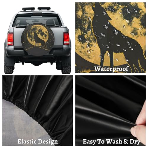 Image of Spare Tire Cover for RV Trailer, Moon Wolf Tire Covers Universal Fit for Travel Trailer Camper Jeep RV SUV Truck Waterproof Wheel Cover (17 inch for Diameter 31 inch - 33 inch)