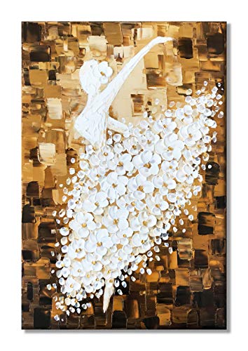 Paimuni Ballet Girl Oil Painting Dancer in Floral Dress 3D Texture Palette Knife