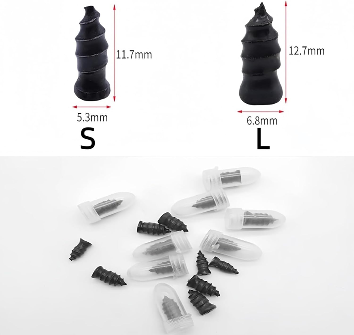 Tire Repair Rubber Nails Kit with 2 Sizes, Screw in Tire Repair Plugs, Heavy Duty Fast Self-Service Vacuum Tires Screw Spiral Universal Tires Puncture Repairs Kit for Car Motorcycle Truck