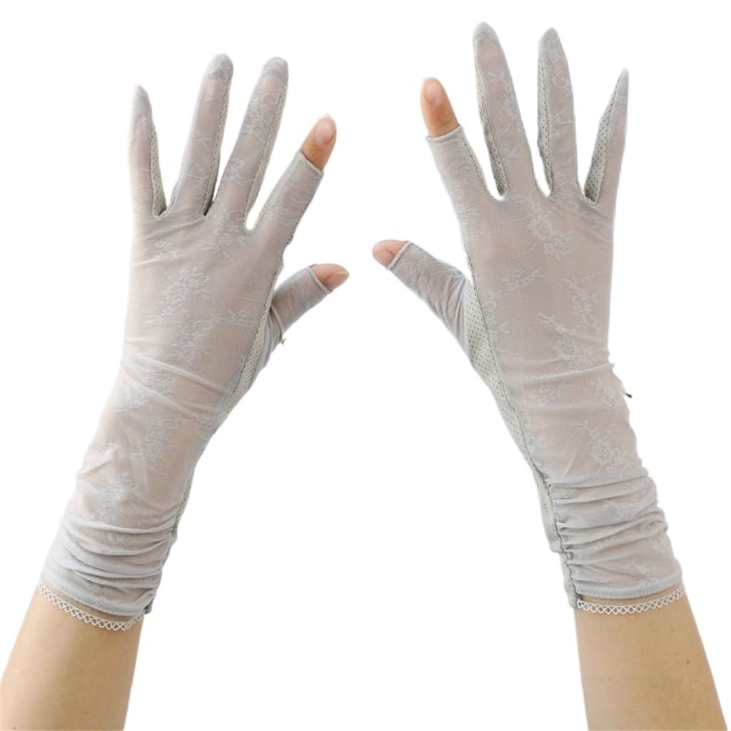 Women's Ice Silk Lace Thin Section Driving Riding Elastic Touch Screen Spring Gloves