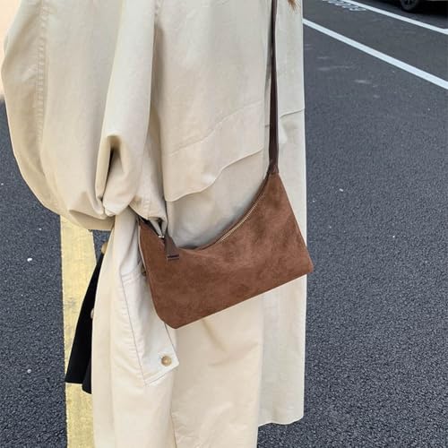 Slouchy Suede Hobo Bags Women Trendy Underarm Shoulder Bag Cute Crescent Crossbody Purses Mini Travel Tote Handbag 20253