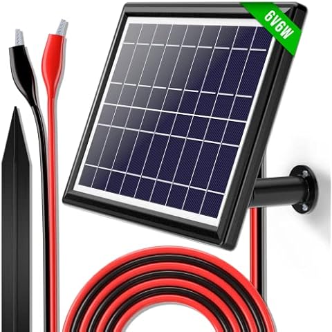 POWOXI Solar Panel 6V 6W Car Battery Deer Feeder Solar Battery Charger Maintainer + Controller + Adjustable Mount Bracket Waterproof Solar Trickle Charger with Alligator Clip Cover