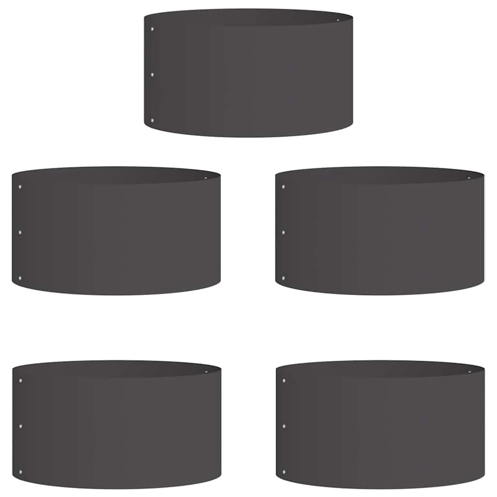 Geecher Anello per fioriera, Design Moderno Rotondo in Acciaio Laminato a Freddo Nero 40 x 40 x 20 cm, per Giardino Esterno