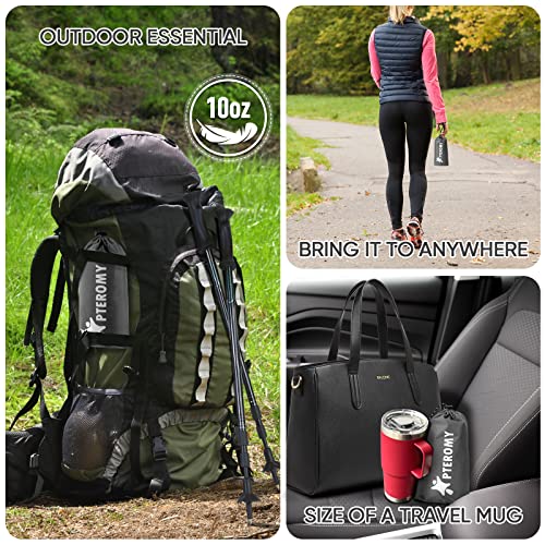 Image of PTEROMY Reusable Rain Poncho, Waterproof Lightweight Unisex Hooded Raincoat for Outdoor Hiking Camping Fishing, Grey, One Size
